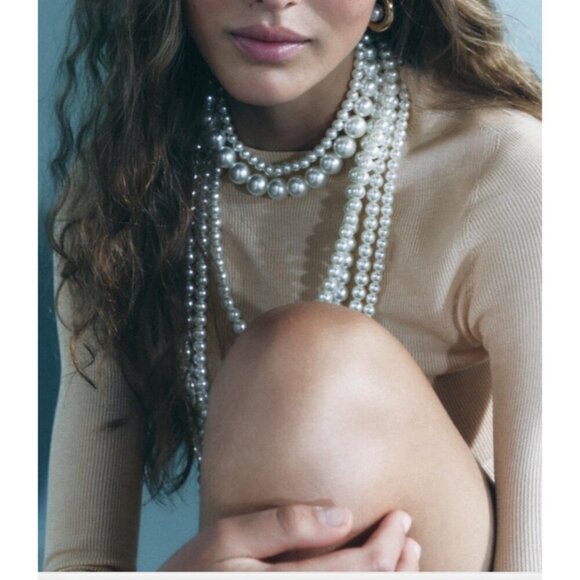 Vintage Opera Length Faux Pearl 35” Necklace Vintage Super Long - Picture 6 of 9